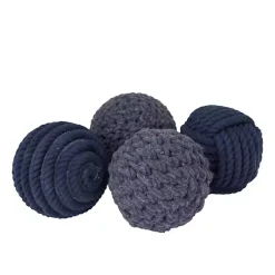 New Handmade Navy Jute Rope Orbs, Set of 4 Bowl Filler