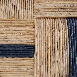 Kirklands Home Accent & End Tables|Handmade Round Banana Leaf Striped Accent Table Brown