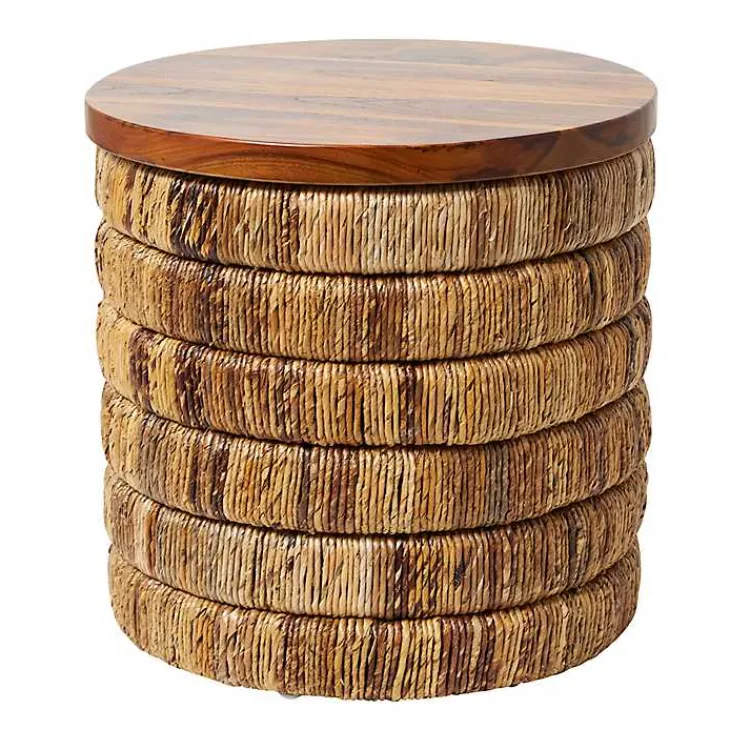 Kirklands Home Accent & End Tables|Handmade Seagrass Round Accent Table Brown