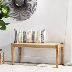 Kirklands Home Entryway Furniture|Handwoven Rattan Cane and Mango Wood Bench