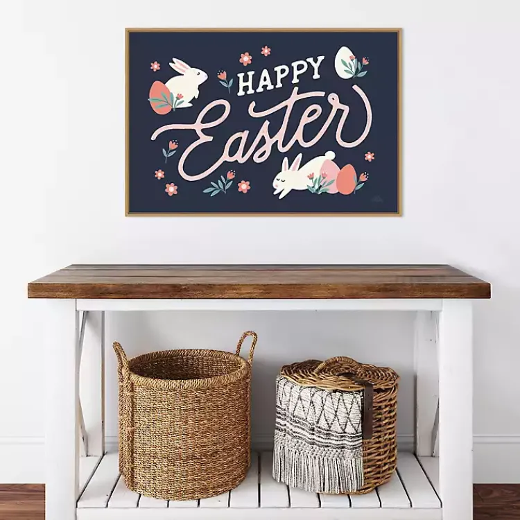 New Happy Easter Bunnies Framed Canvas Art Print Easter Decorations