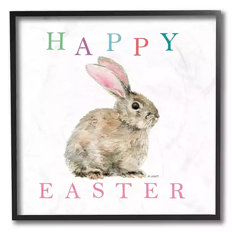 Clearance Happy Easter Bunny Rabbit Framed Art Easter Decorations