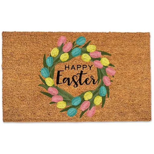Best Happy Easter Egg Wreath Doormat Easter Decorations