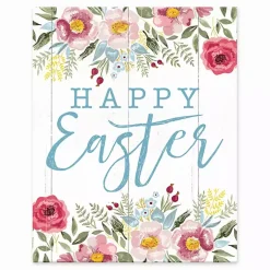 Hot Happy Easter Floral Tabletop Canvas Art Print Easter Decorations