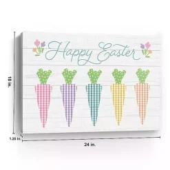 Happy Easter Plaid Carrots Canvas Art Print Easter Decorations