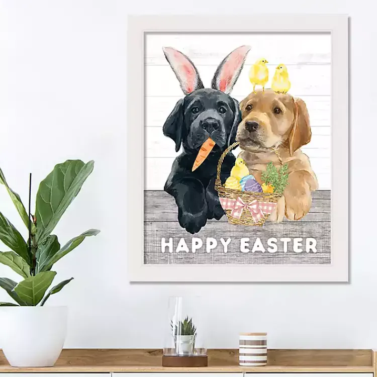 Sale Happy Easter Puppies Framed Canvas Art Print Easter Decorations