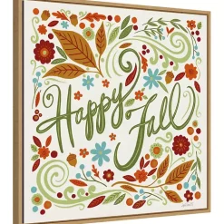 Online Happy Fall Foliage Swirls Framed Wall Art Fall