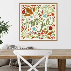 Online Happy Fall Foliage Swirls Framed Wall Art Fall
