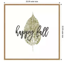 Best Happy Fall Leaf Stamp Framed Canvas Art Print Fall