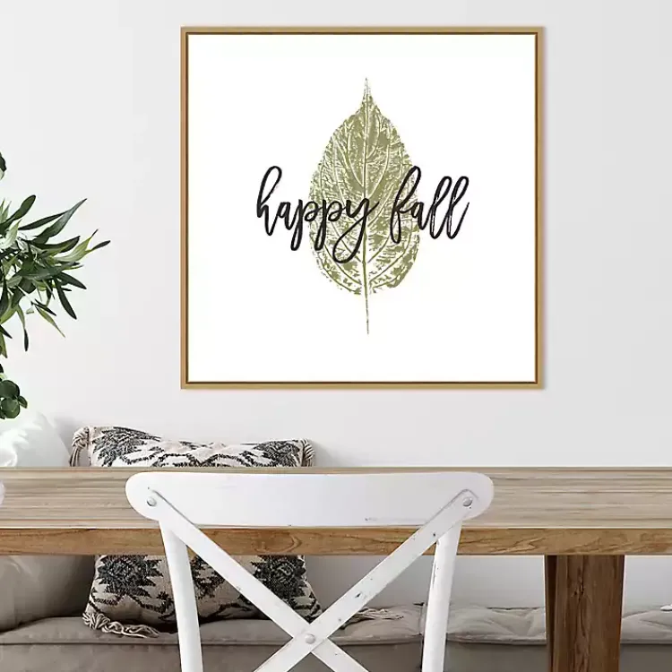 Best Happy Fall Leaf Stamp Framed Canvas Art Print Fall