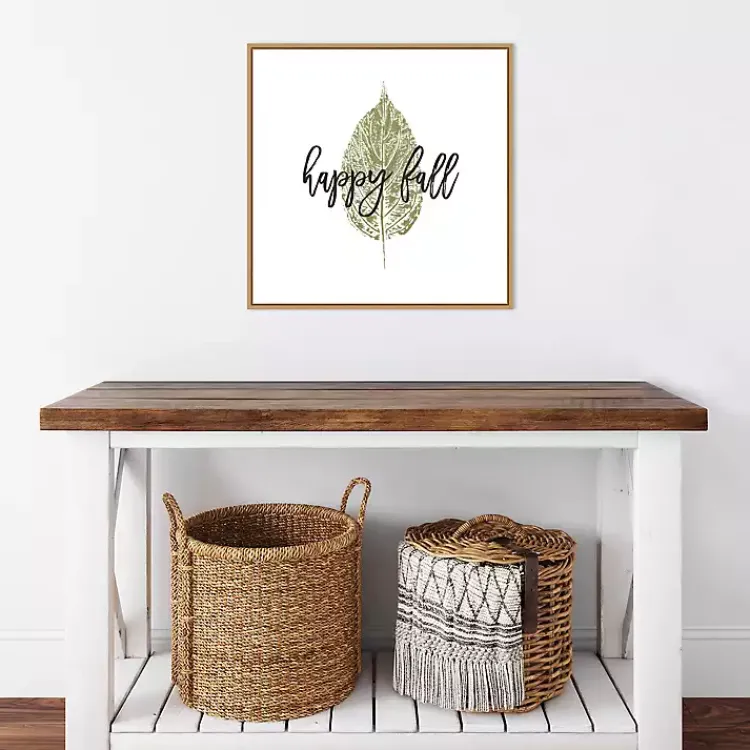 Best Happy Fall Leaf Stamp Framed Canvas Art Print Fall