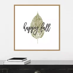 Best Happy Fall Leaf Stamp Framed Canvas Art Print Fall