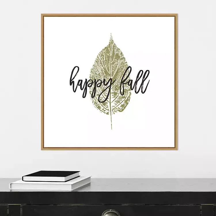 Best Happy Fall Leaf Stamp Framed Canvas Art Print Fall