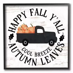 New Happy Fall Y'all Pumpkin Truck Framed Wall Plaque Fall