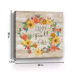 Best Happy Fall Y'all Wreath Giclee Canvas Art Print Fall