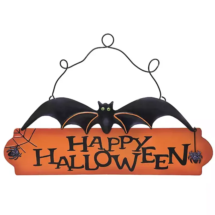 Sale Happy Halloween Bat Hanging Wall Sign Halloween