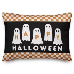 Online Happy Halloween Ghosts Checkered Pillow Halloween