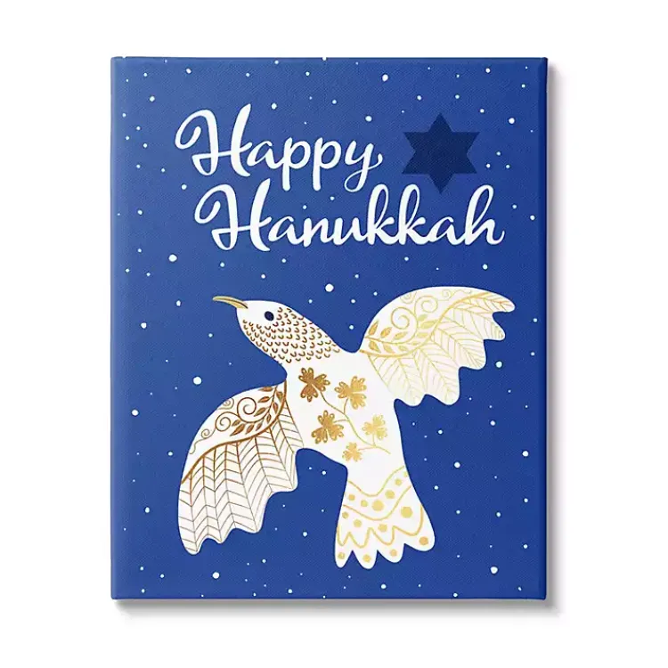 Best Happy Hanukkah Dove Canvas Art Print Hanukkah Decorations