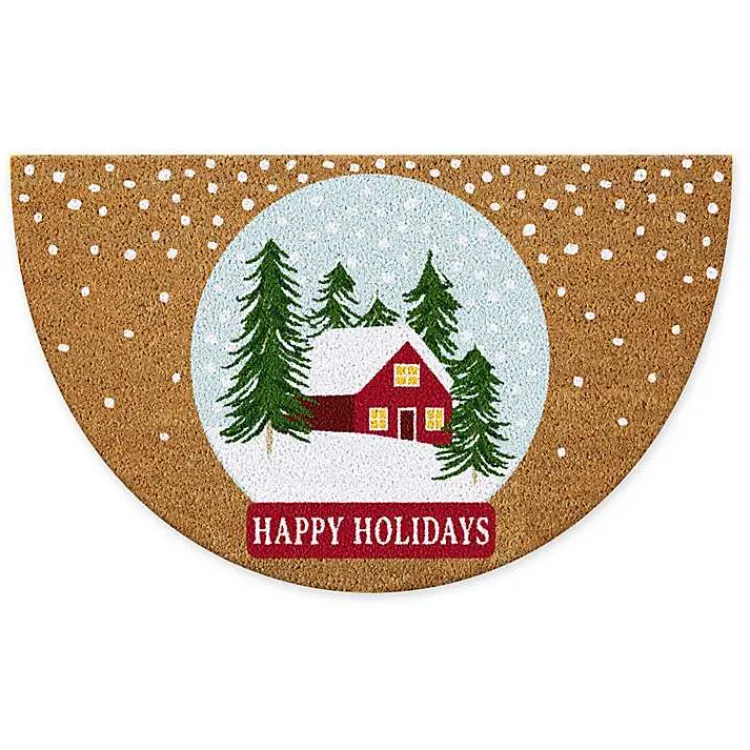 Online Happy Holidays Half Circle Coir Doormat Outdoor Christmas Decorations