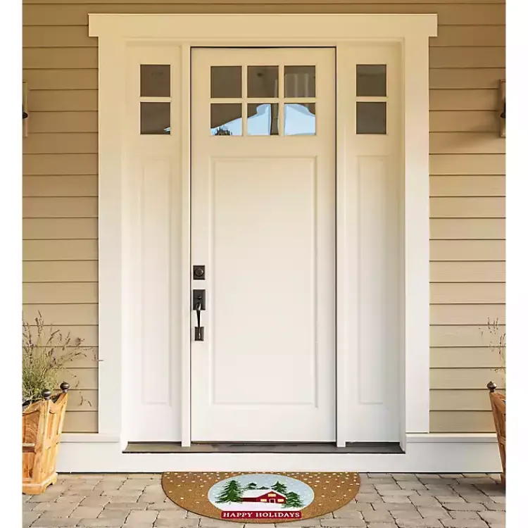 Online Happy Holidays Half Circle Coir Doormat Outdoor Christmas Decorations