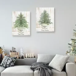 Clearance Happy Holidays Merry Christmas Trees 2-pc. Art Set Christmas Art & Wall Decor