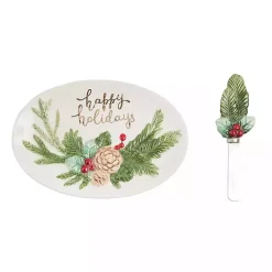 Kirklands Home Serving & Entertaining|Happy Holidays Oval Serving Platter with Spreader
