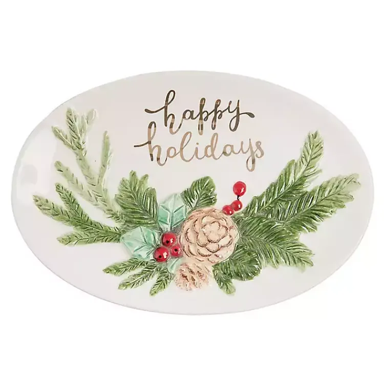 Kirklands Home Serving & Entertaining|Happy Holidays Oval Serving Platter with Spreader
