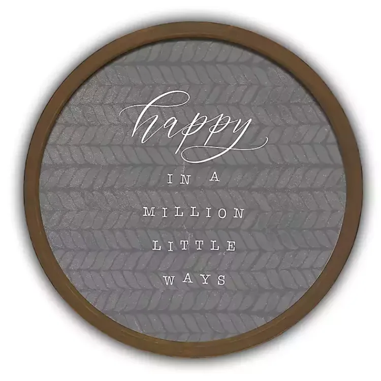 Kirklands Home Wall Quotes & Signs|Happy in a Million Ways Round Framed Plaque Brown