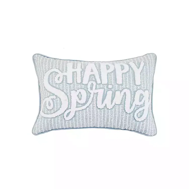 Hot Happy Spring Blue Striped Lumbar Pillow Easter Decorations