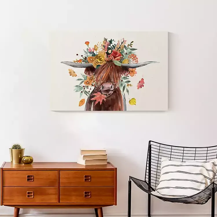 Outlet Harvest Highland Cow Canvas Art Print Fall