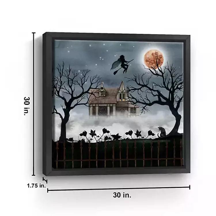 Discount Haunted House Flying Canvas Wall Art Halloween
