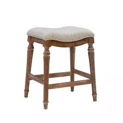 Kirklands Home Bar Stools & Counter Height Stools|Hazelnut Upholstered Curved Seat Counter Stool Gray