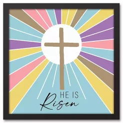 Outlet He is Risen Colorful Framed Canvas Art Print Easter Decorations