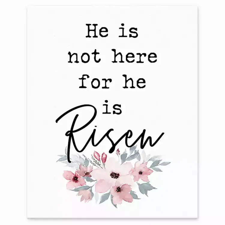 Discount He is Risen Floral Easel Back Canvas Easter Decorations