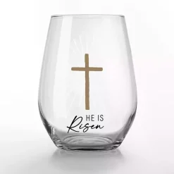 Outlet He is Risen Printed 2-pc. Stemless Wine Glass Set Easter Decorations