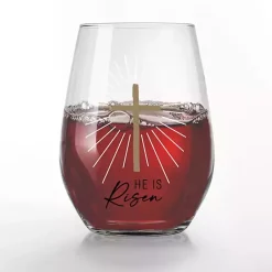Outlet He is Risen Printed 2-pc. Stemless Wine Glass Set Easter Decorations