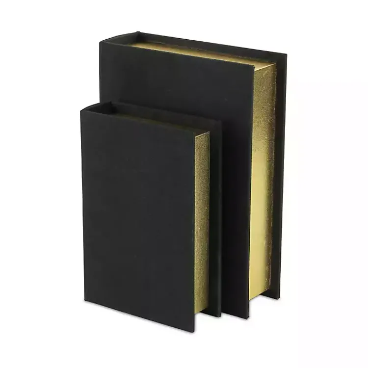 Best Heathered Linen Book Boxes, Set of 2 Baskets & Boxes