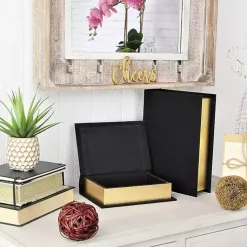 Best Heathered Linen Book Boxes, Set of 2 Baskets & Boxes