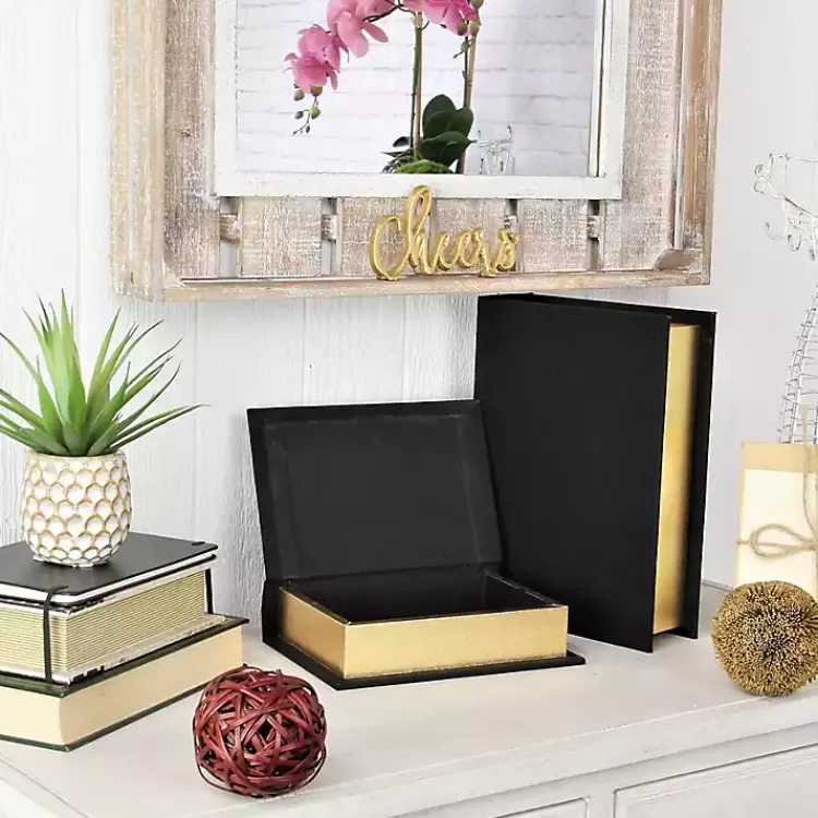 Best Heathered Linen Book Boxes, Set of 2 Baskets & Boxes