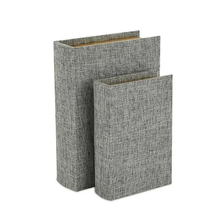 New Heathered Linen Book Boxes, Set of 2 Baskets & Boxes