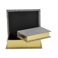 New Heathered Linen Book Boxes, Set of 2 Baskets & Boxes