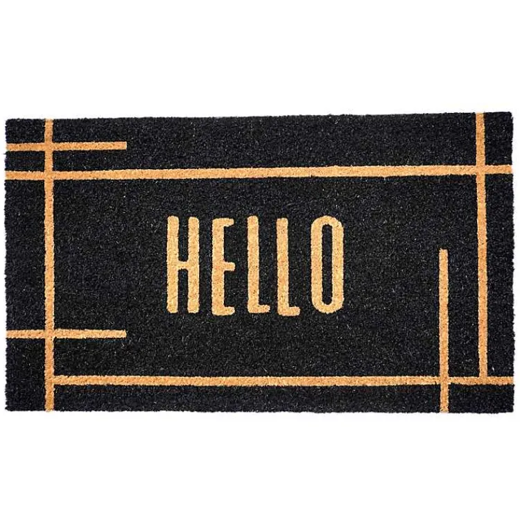Kirklands Home Doormats|Hello Linear Doormat Black