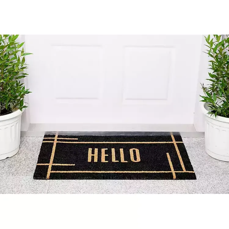 Kirklands Home Doormats|Hello Linear Doormat Black