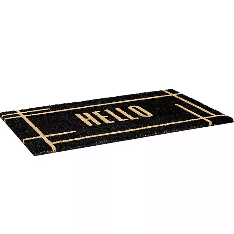 Kirklands Home Doormats|Hello Linear Doormat Black