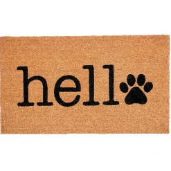Kirklands Home Doormats|Hello Black Paw Print Doormat