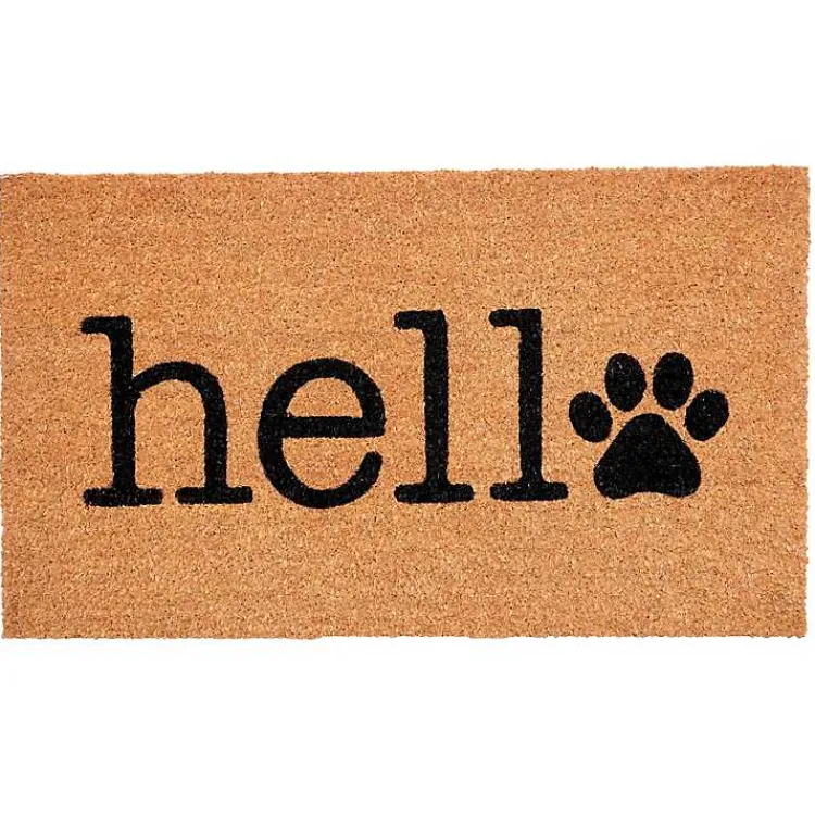 Kirklands Home Doormats|Hello Black Paw Print Doormat
