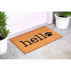 Kirklands Home Doormats|Hello Black Paw Print Doormat