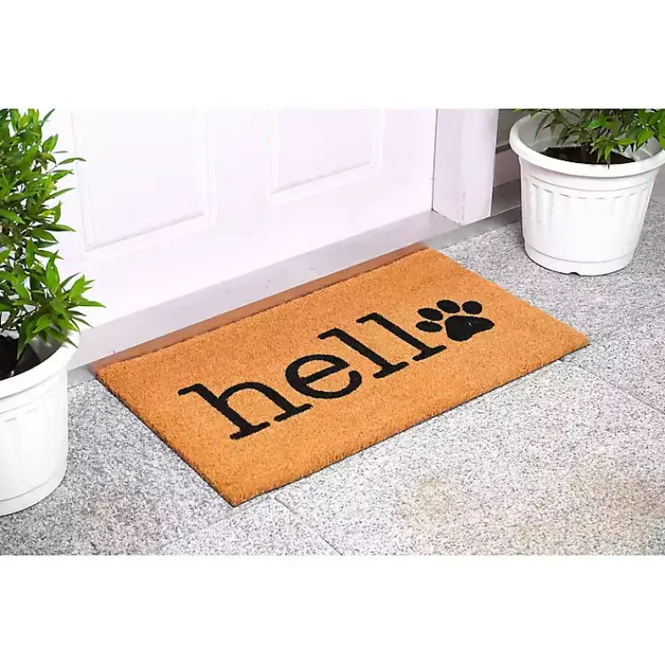 Kirklands Home Doormats|Hello Black Paw Print Doormat