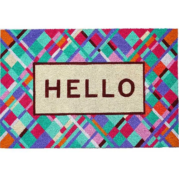 Kirklands Home Doormats|Hello Colorful Diamond Doormat Blue