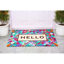 Kirklands Home Doormats|Hello Colorful Diamond Doormat Blue